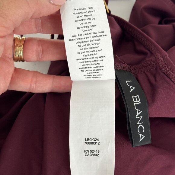 La Blanca Island Goddess Burgundy One Piece Swimsuit Size 10 Adjustable Strap - Picture 6 of 9
